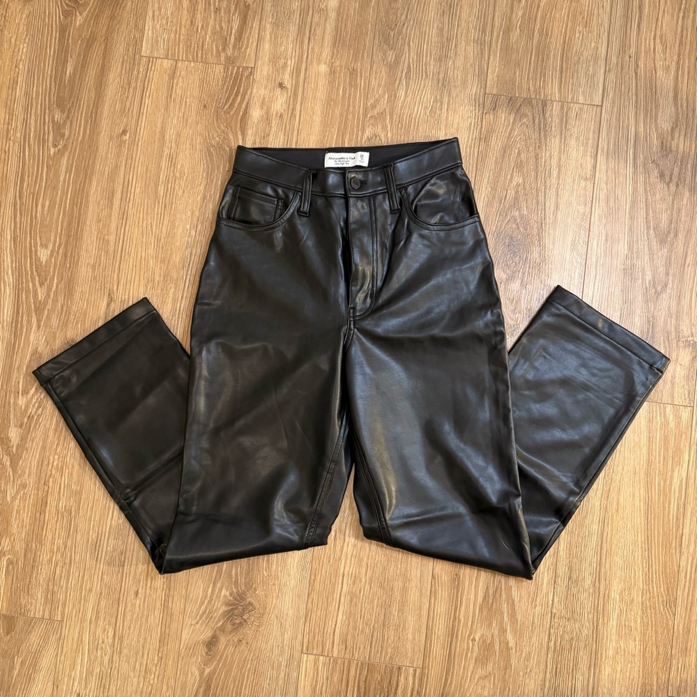 Abercrombie & Fitch Black Leather Straight Leg